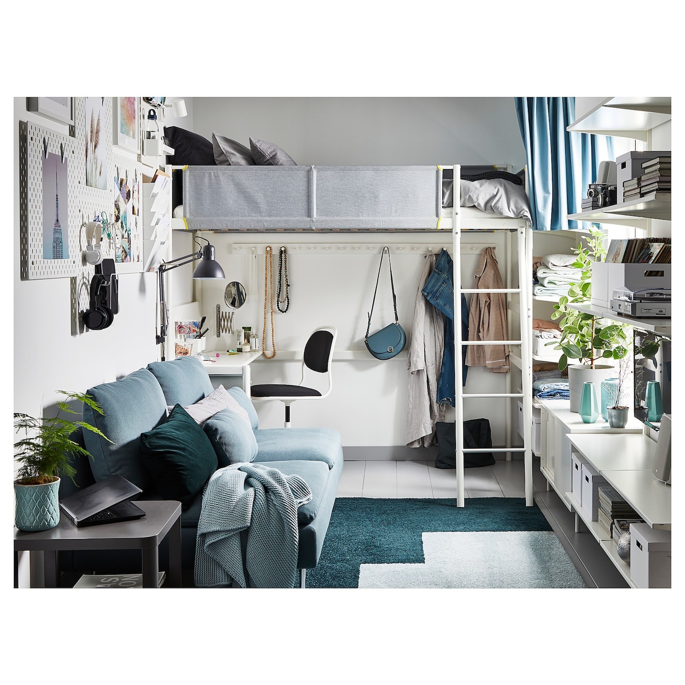 VITVAL Loft bed frame with desk top