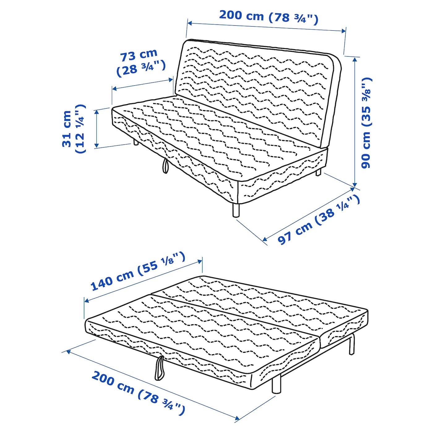 NYHAMN Sofa-bed with triple cushion