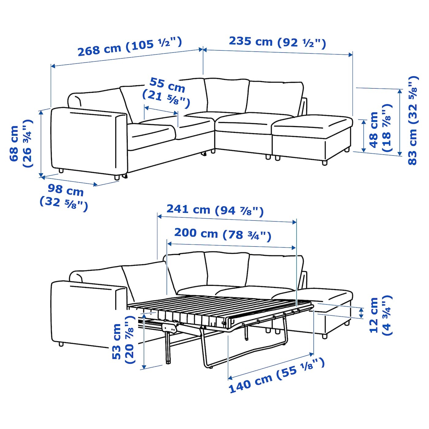 VIMLE Corner sofa-bed, 4-seat