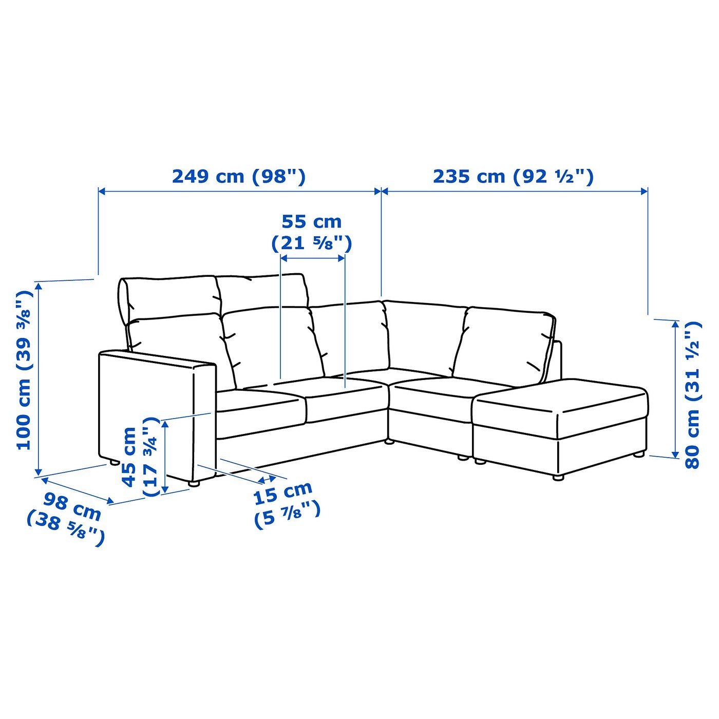 VIMLE Corner sofa, 4-seat