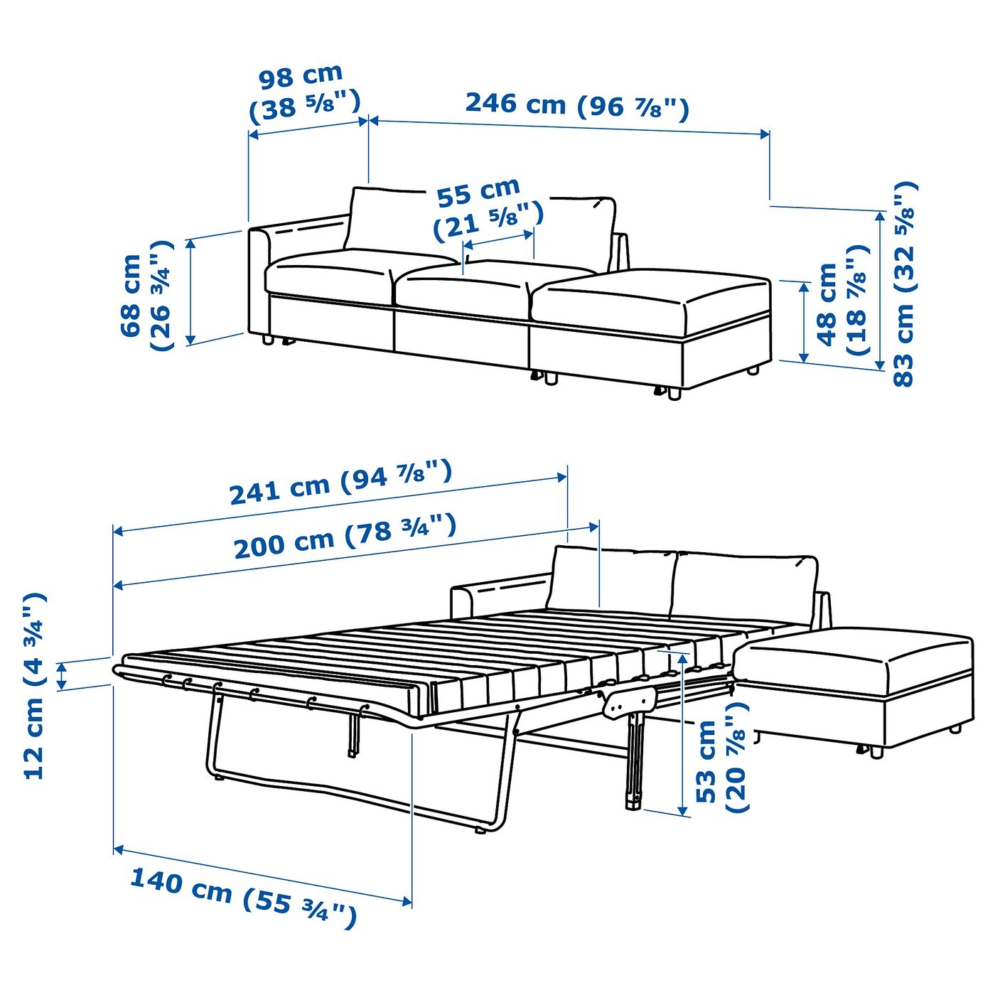 VIMLE 3-seat sofa-bed