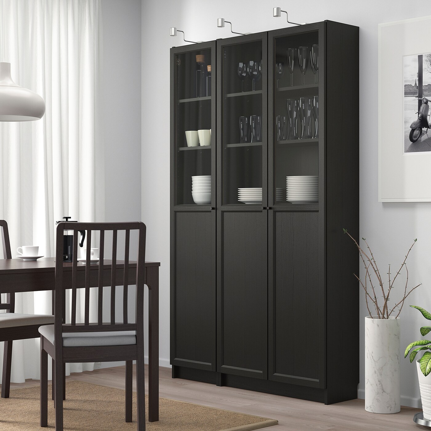 BILLY / OXBERG Bookcase with panel/glass doors