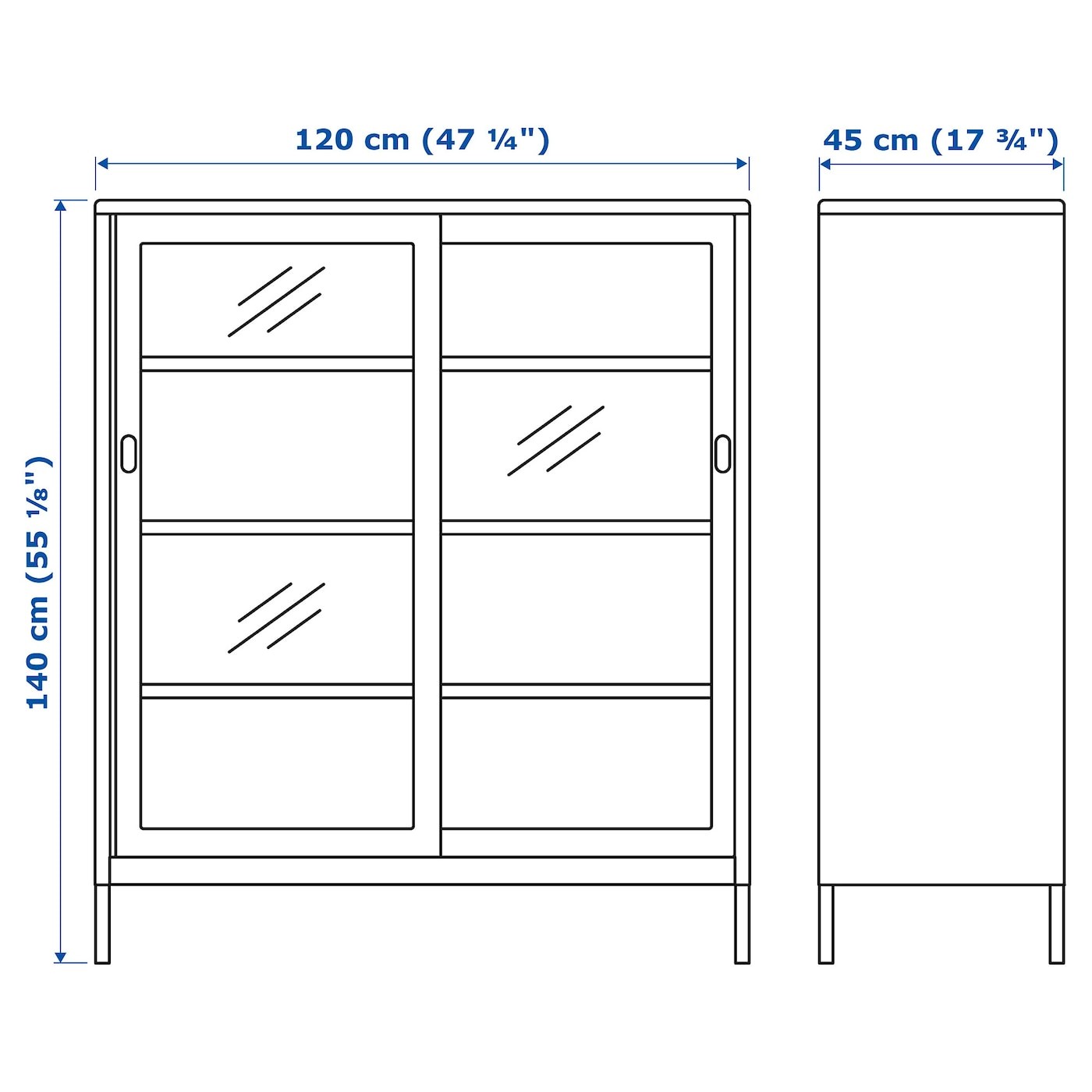 IDÅSEN Cabinet with sliding glass doors