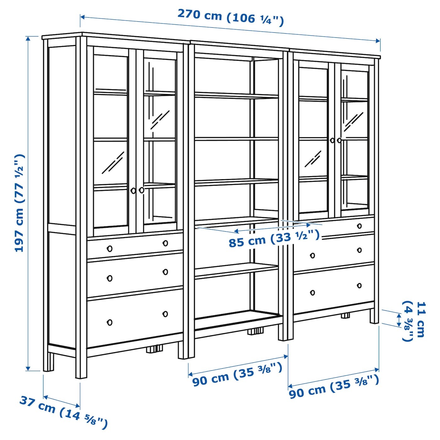 HEMNES Storage combination w doors/drawers