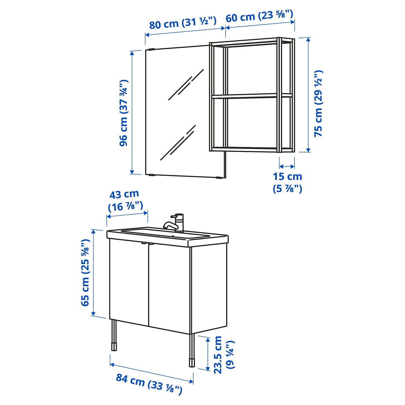 ENHET / TVÄLLEN Bathroom furniture, set of 11