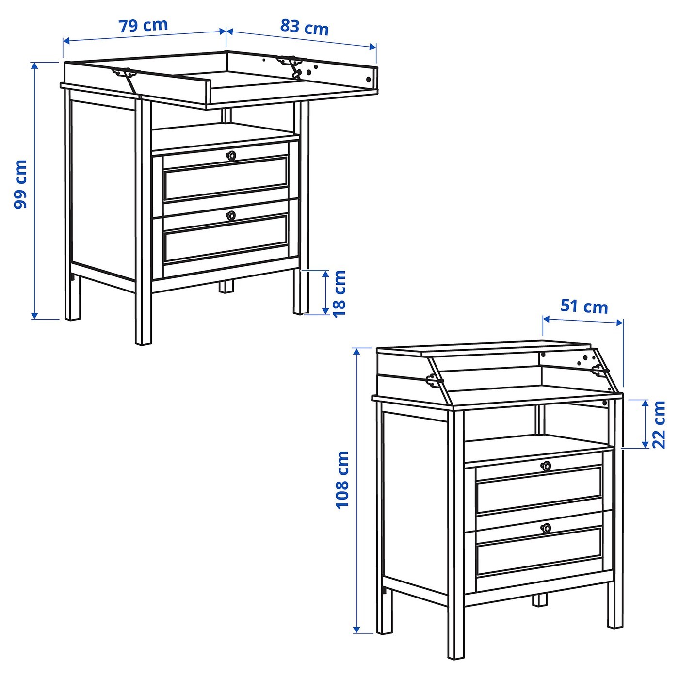 SUNDVIK Changing table/chest of drawers