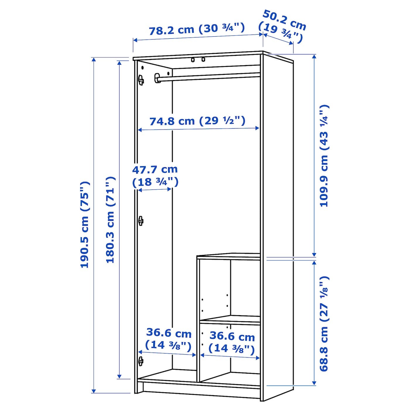 BRIMNES Wardrobe with 2 doors