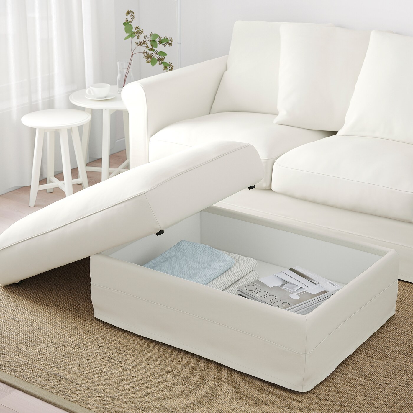 GRÖNLID Footstool with storage