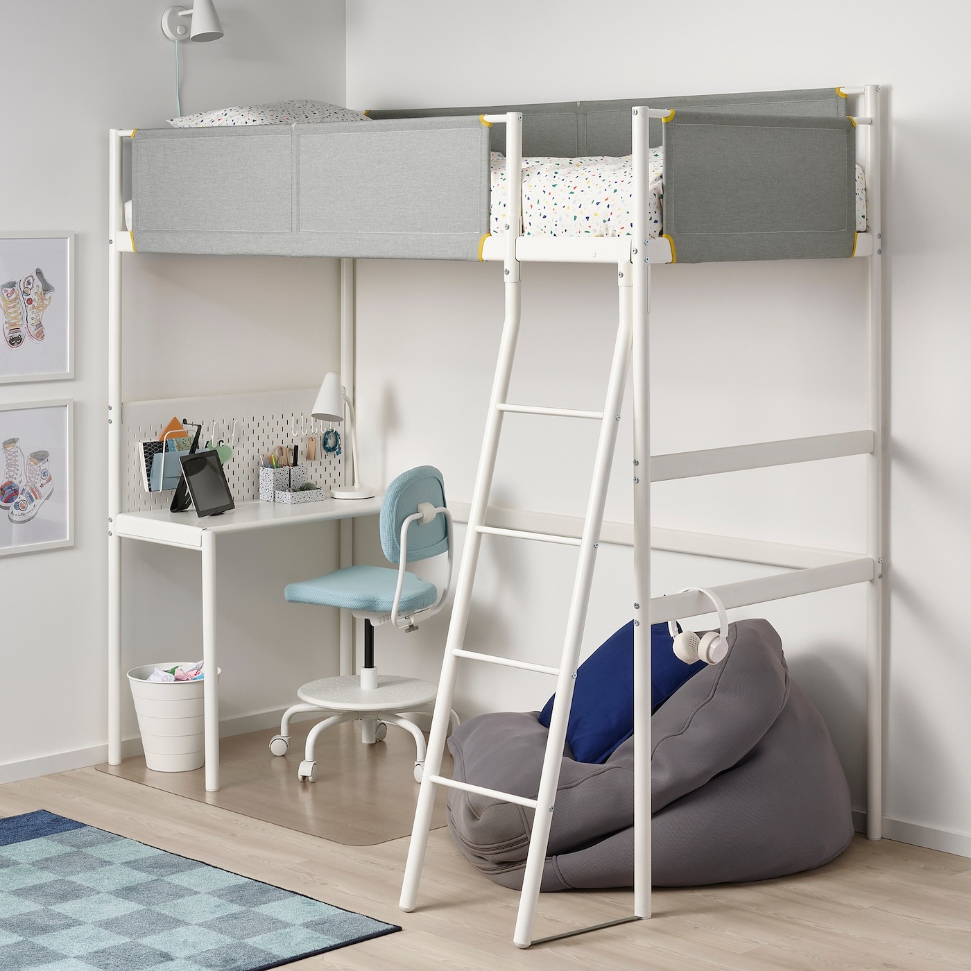 VITVAL Loft bed frame with desk top