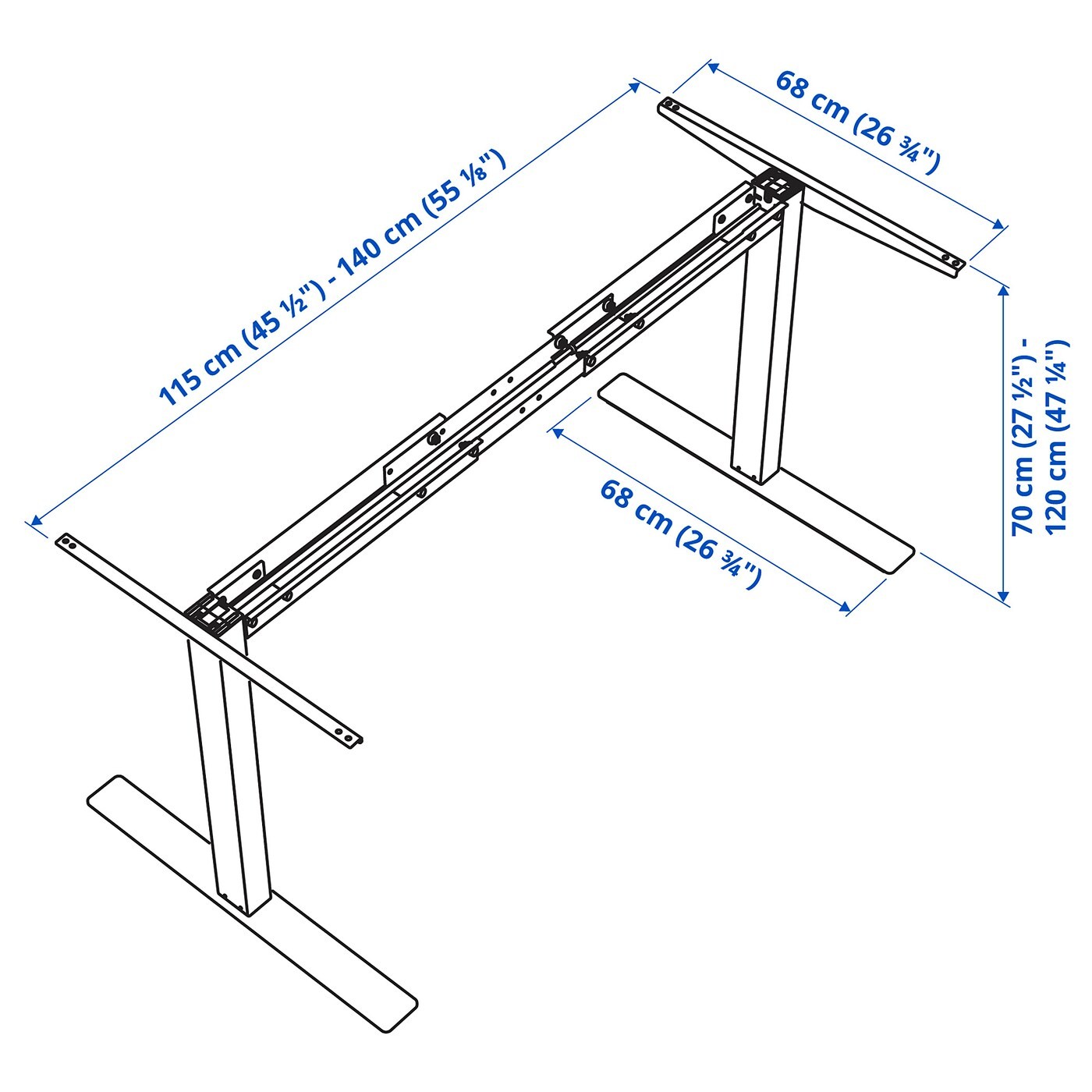 SKARSTA Underframe sit/stand f table top