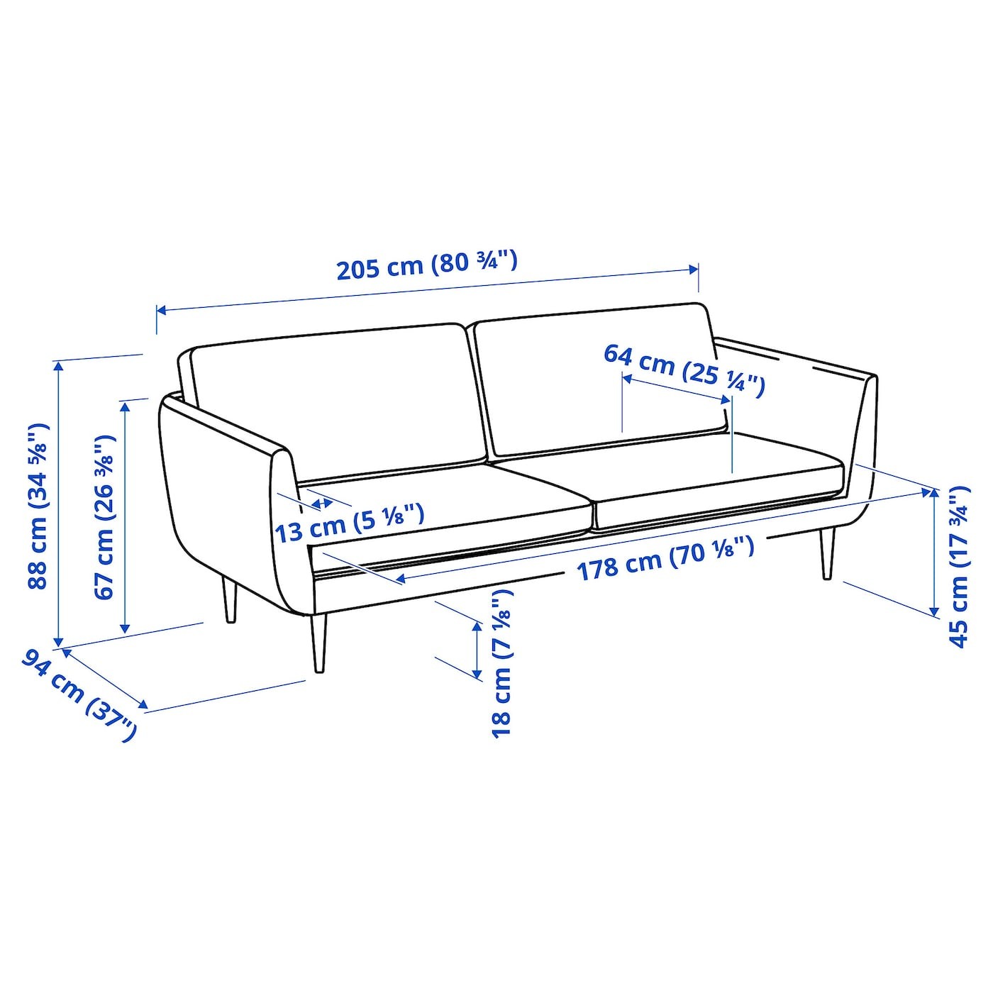 SMEDSTORP 3-seat sofa