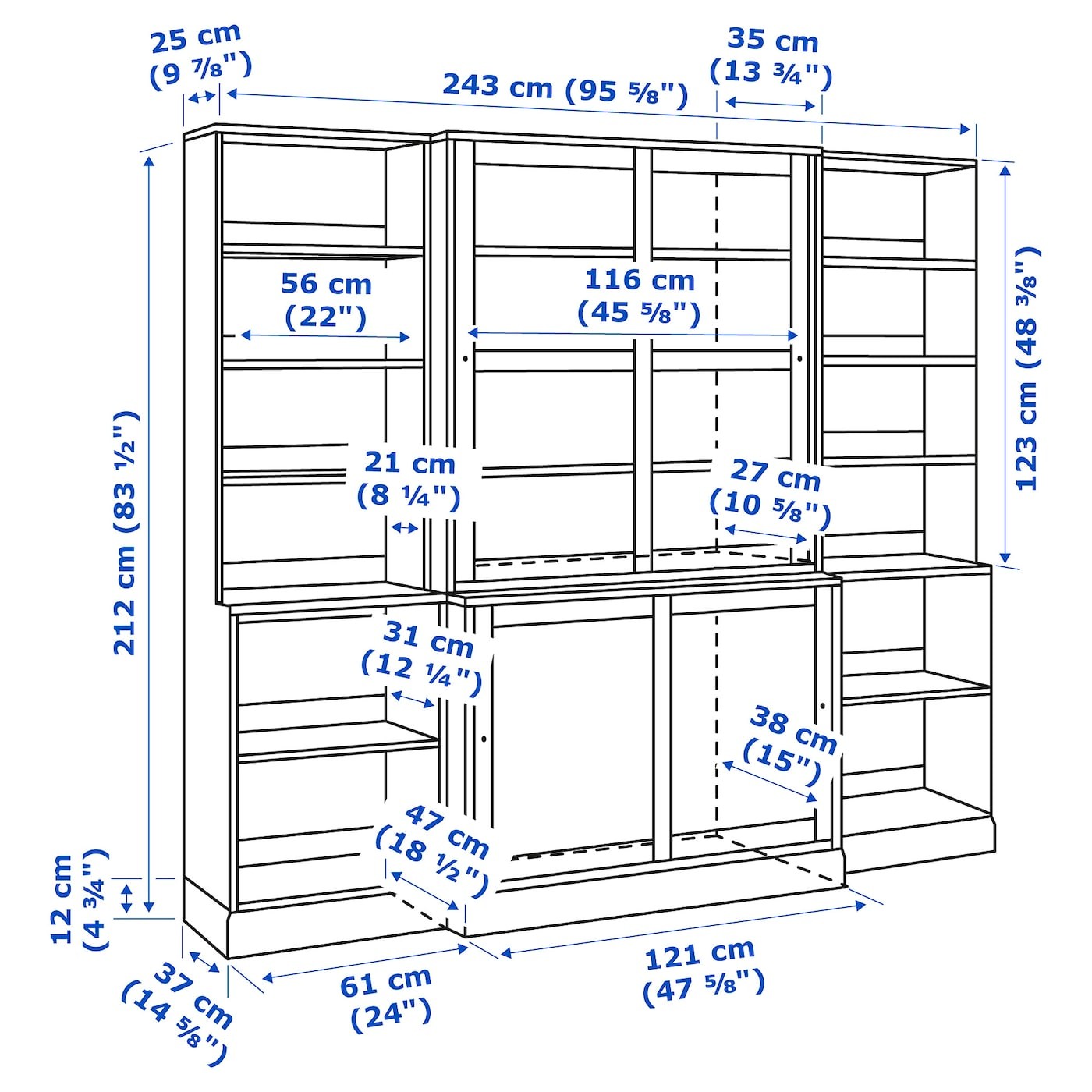 HAVSTA Storage comb w sliding glass doors