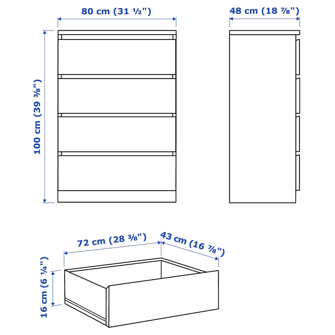 MALM Chest of 4 drawers