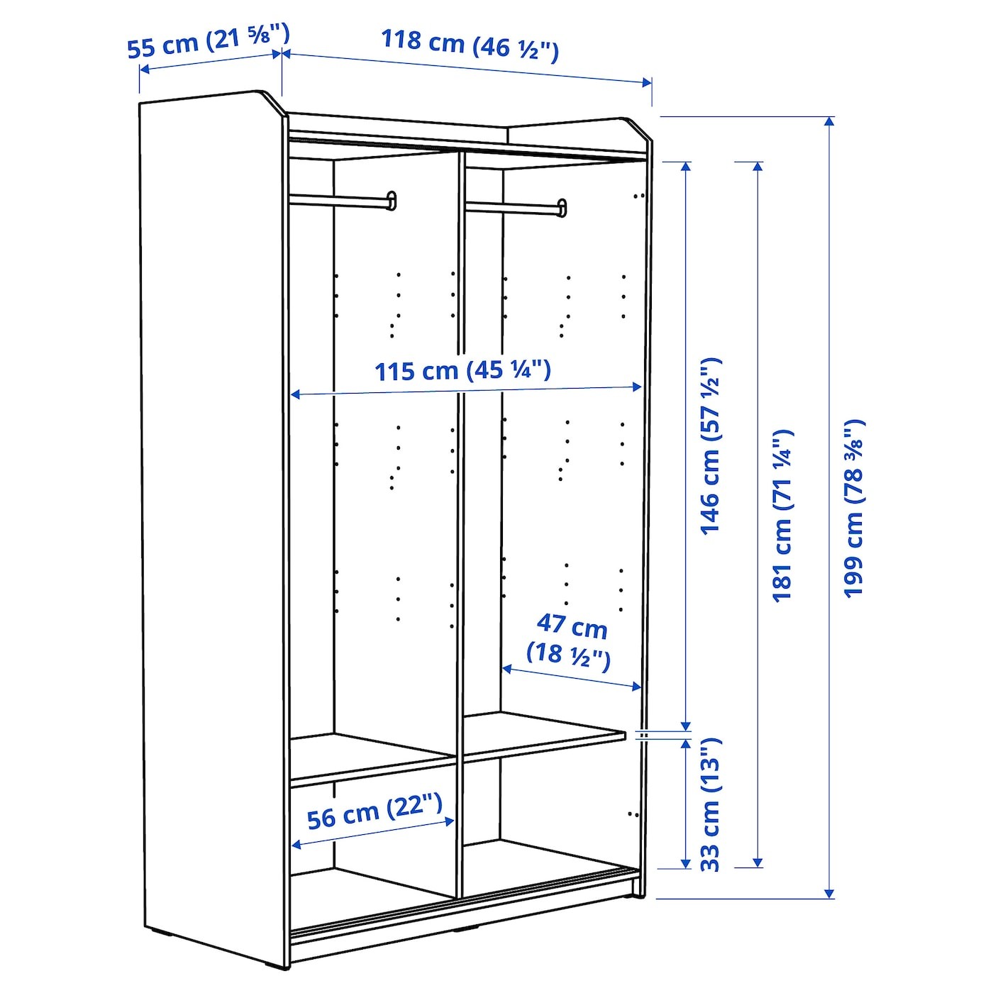 HAUGA Wardrobe with sliding doors