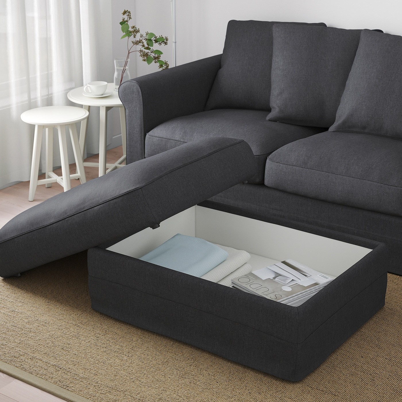 GRÖNLID Footstool with storage