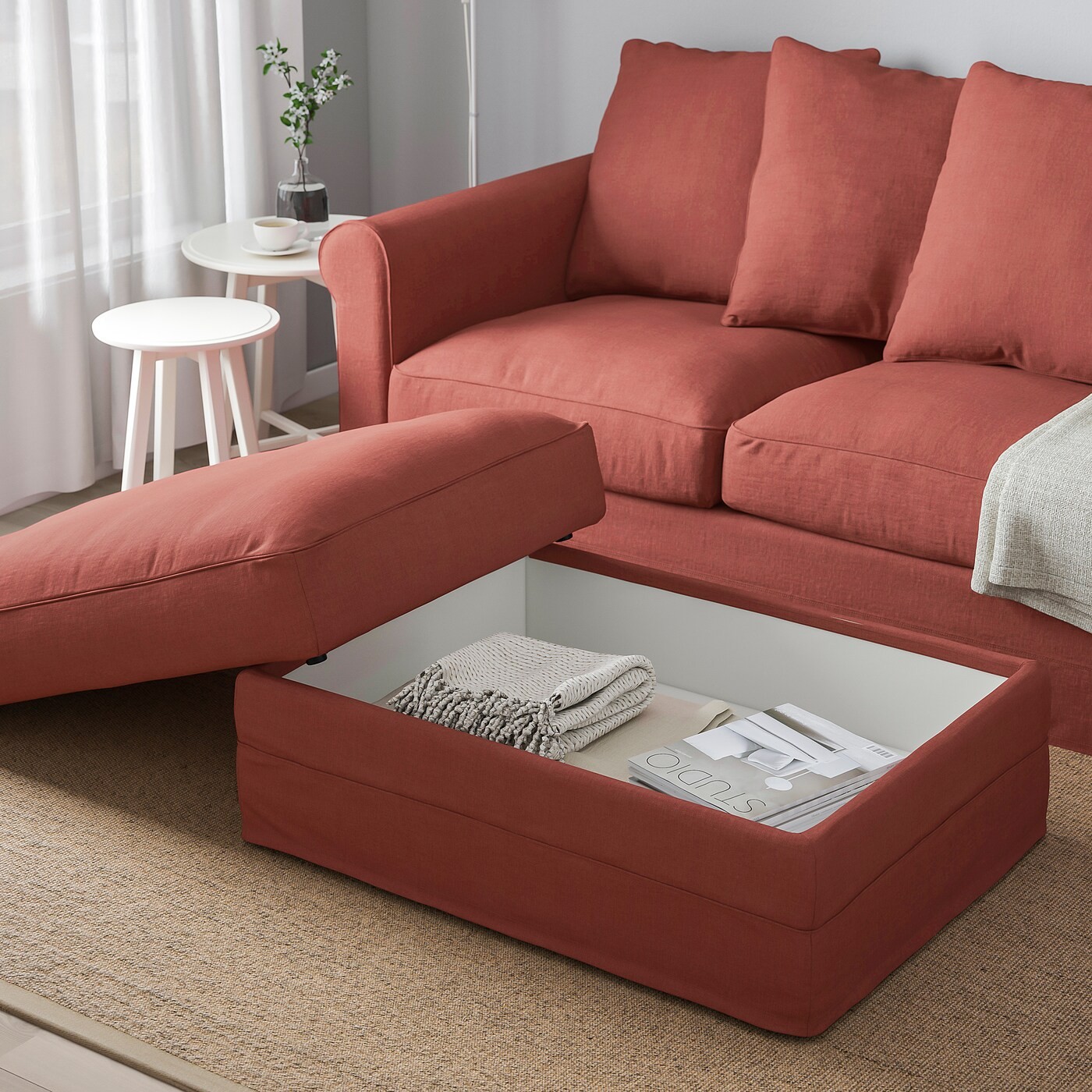 GRÖNLID Footstool with storage