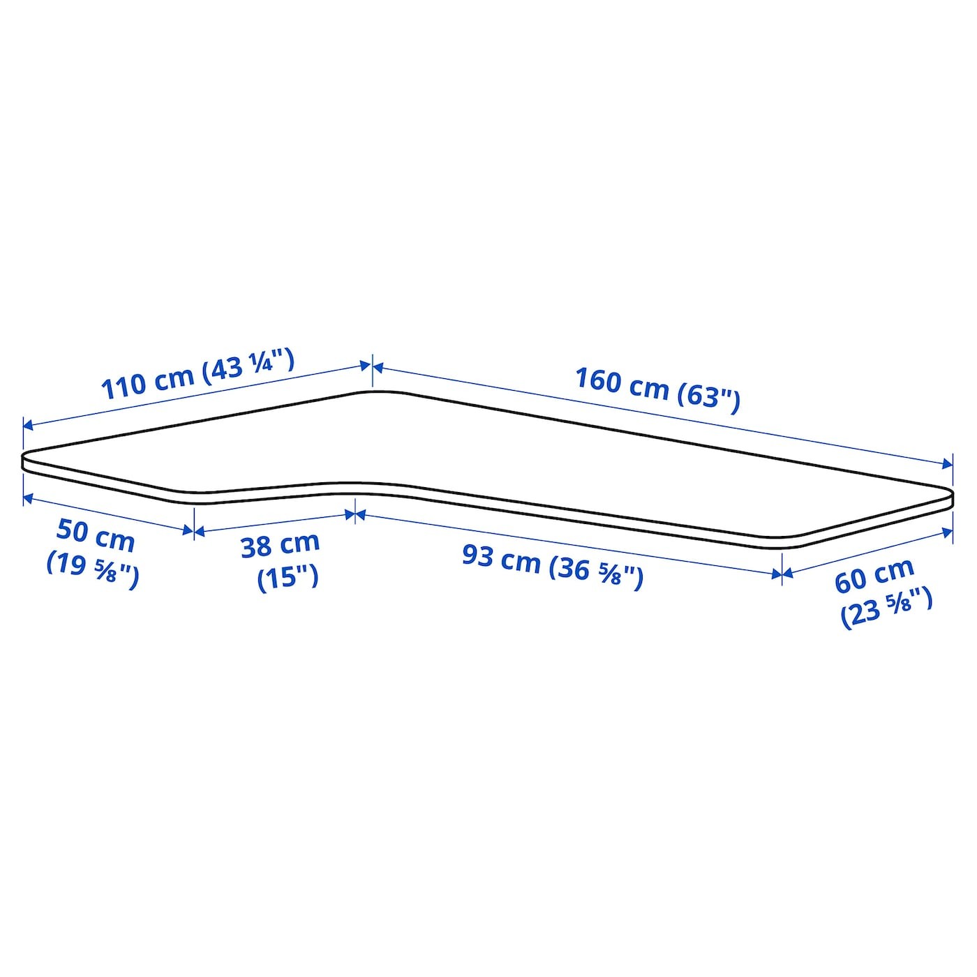 BEKANT Left-hand corner table top