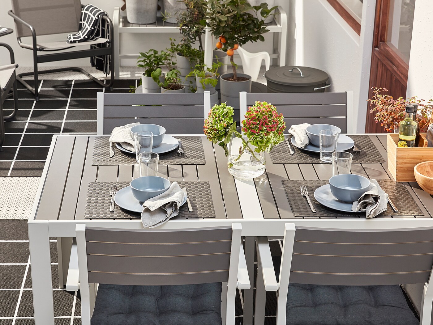 SJÄLLAND Table+4 chairs w armrests, outdoor