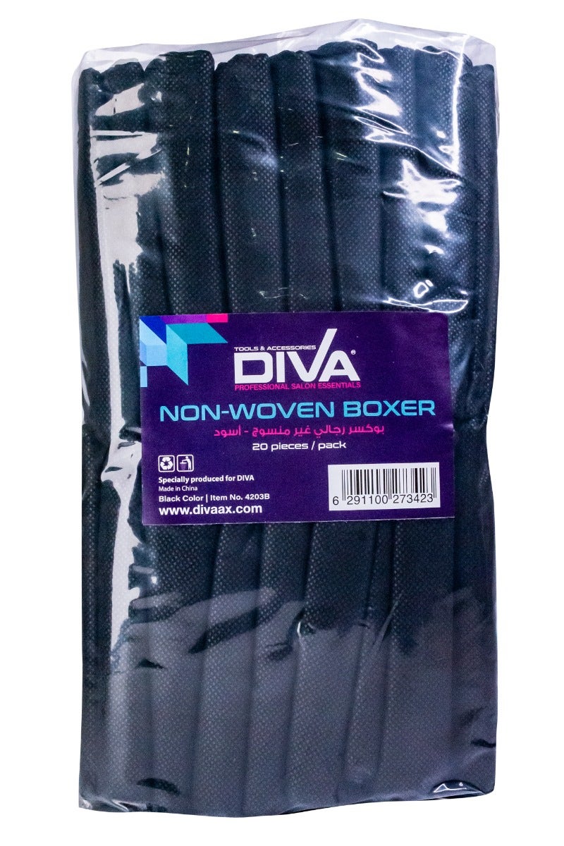 Diva Disposable Boxer Shorts Non-Woven | Black | 20 Pcs/Pack