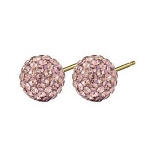 Caflon Gold Plated Glitter Ball | Light Rose Earring | 8 Mm