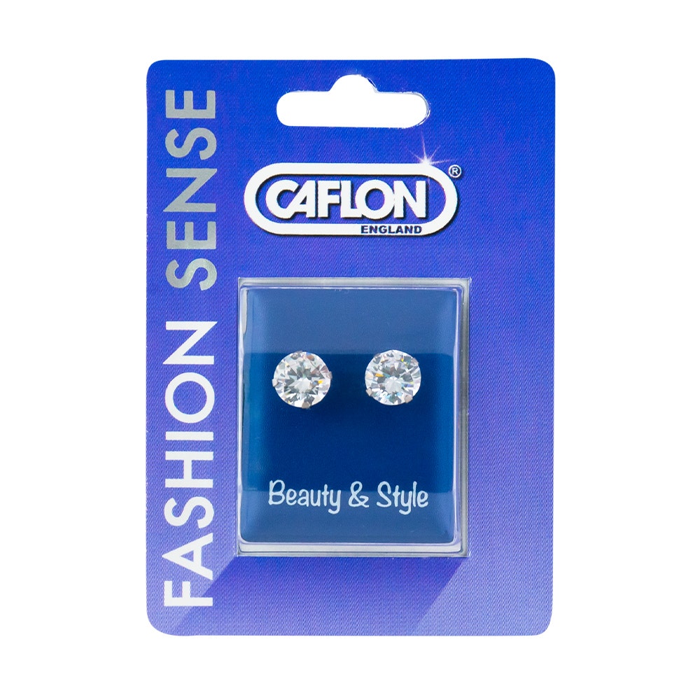 Caflon Fashion Sense White Stainless White Cubic Zirconia Earring| 8Mm