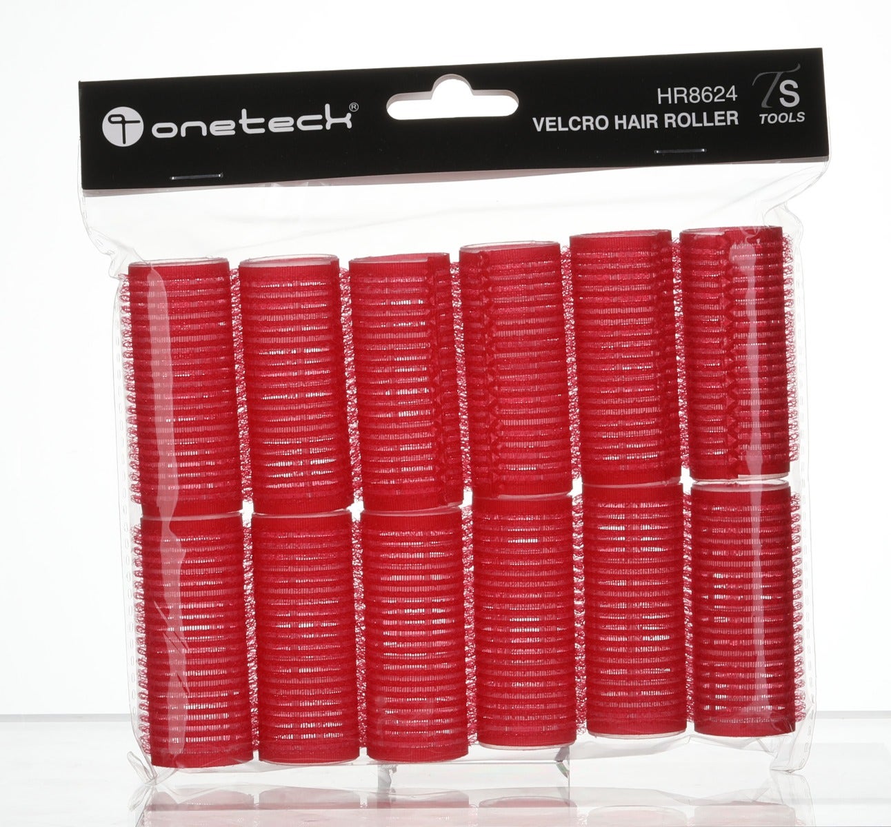 بكرات الشعر Onetech Velcro 62 مم × 24 مم | أحمر - 12 قطعة
