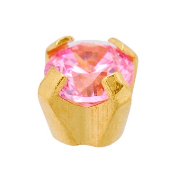 حلق كافلون سافتيك 24Ct Gp Clawset Pink Cz