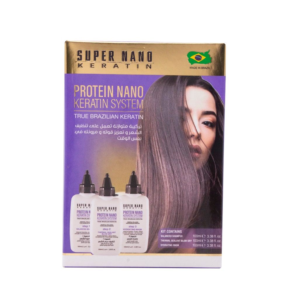 Super Nano Keratin Protein Nano Hair Keratin Kit | 3x100 Ml