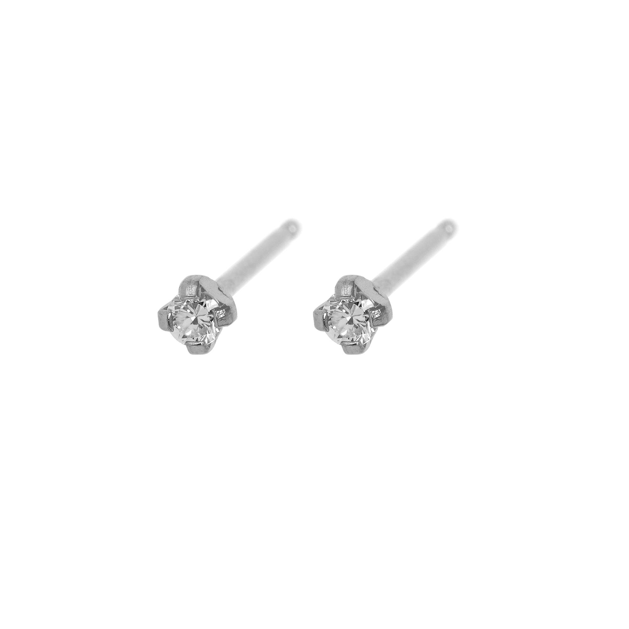 Caflon Fashion Sense White Stainless White Cubic Zirconia Earring| 2Mm