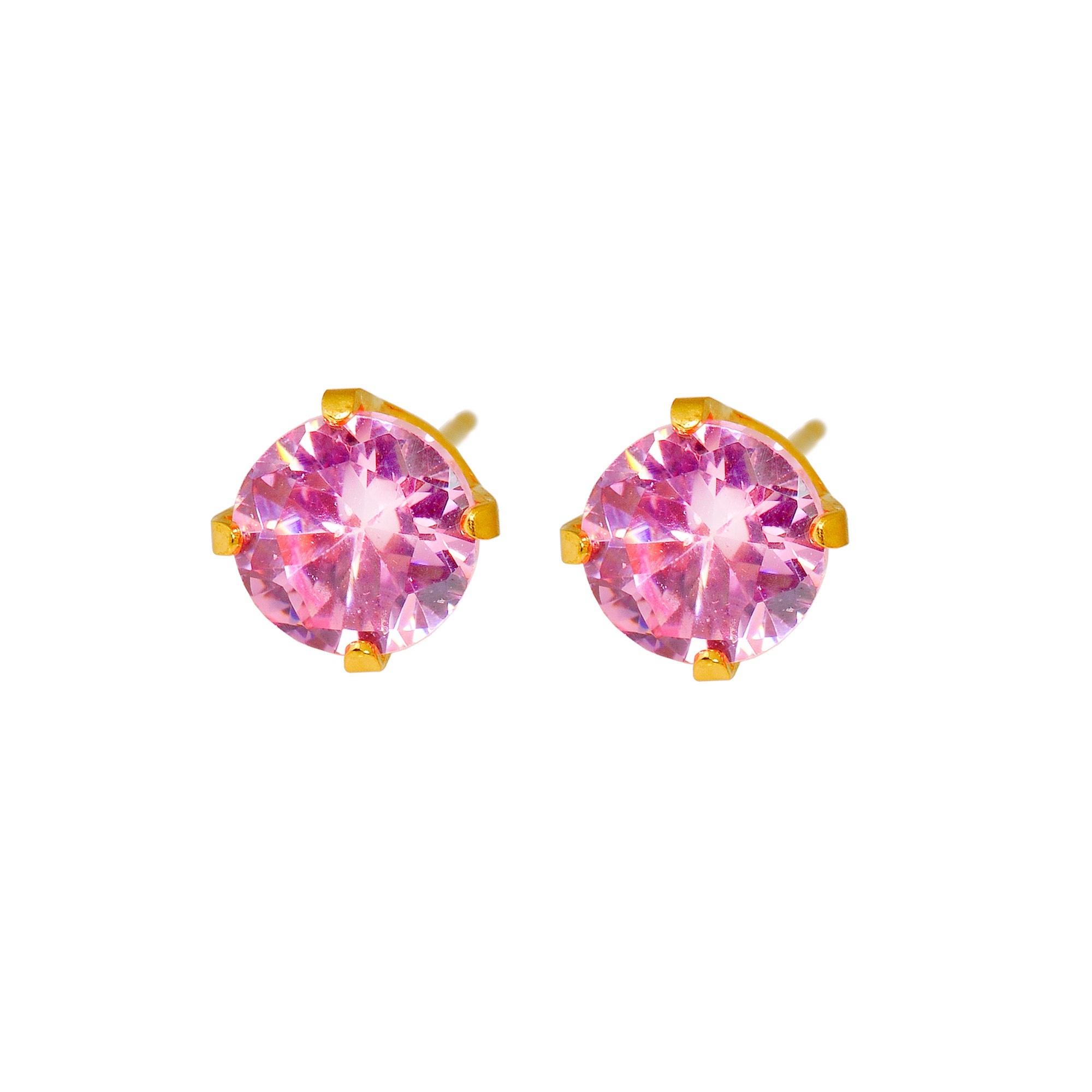 Caflon Fashion Sense Gold Plated Pink Cubic Zirconia Earring| 5Mm