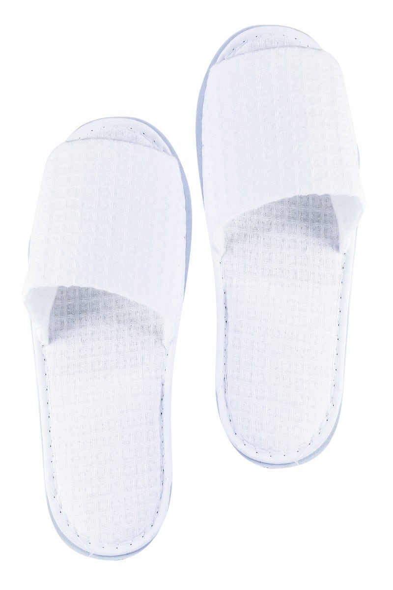 Diva Disposable Slippers Waffle Fabric Open | White | 10 Pcs/Pack