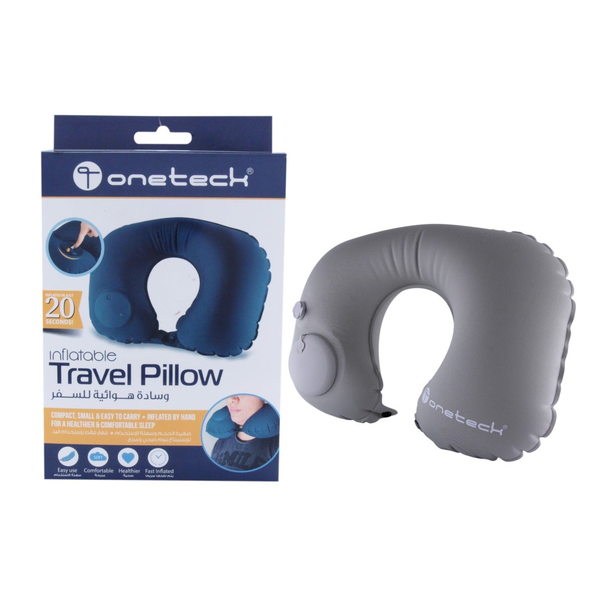 Onetech Travel Pillow - Blue / Grey