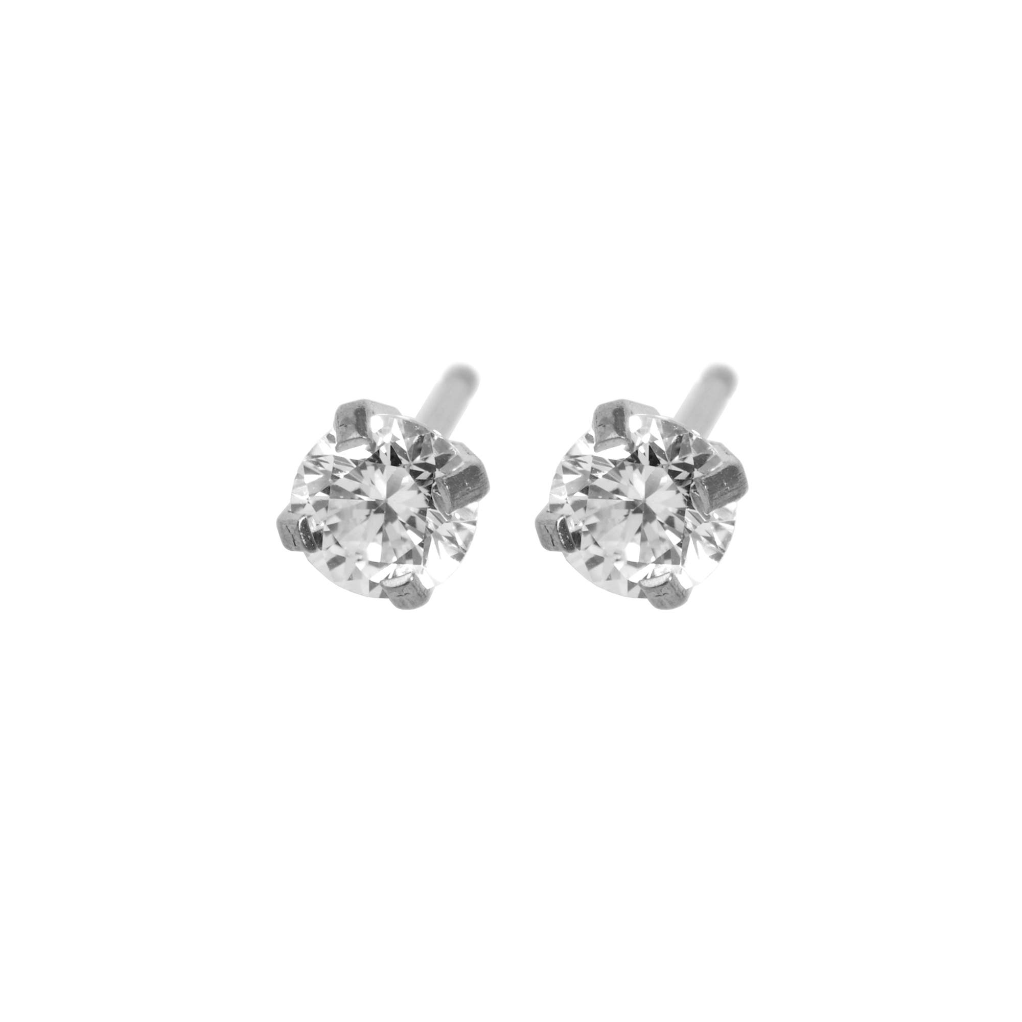 Caflon Fashion Sense White Stainless White Cubic Zirconia Earring| 4Mm