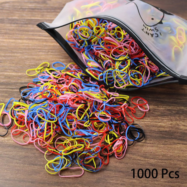 1000pcs Disposable Rubber Band Hairband For Kids Ponytail Hair Ties Colorful Elastic Hair Bands Baby Hair Accessories