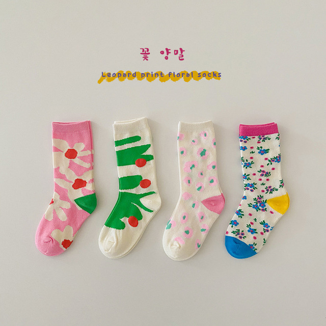 Children Baby Girls Leg Warmer Cartoon High Socks Cute Cotton Socks Toddler Spring Clothes 2022 Toddler Cartoon Socks 4pairs/lot