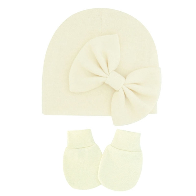 1 Set Newborn Beanie Gloves Set Baby Headband Hat Glove Kit Infant Autumn Winter Warm Cotton Head Wrap Glove Shower Gifts