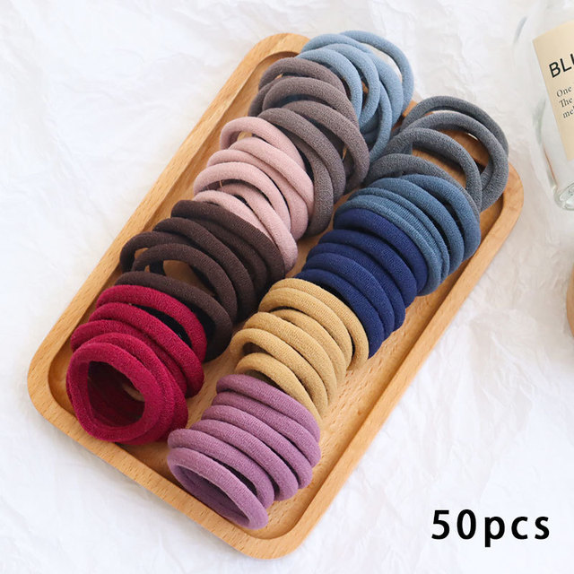 50pcs Girls Solid Color Big Rubber Band Ponytail Holder Gum Headwear Elastic Hair Bands Korean Girl Hair Accessories Ornaments