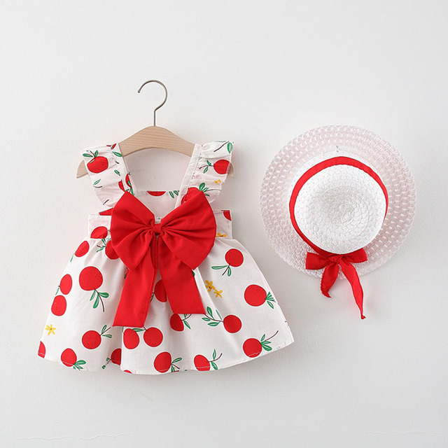 Melario 2pcs Kids Summer Set Korean Cute Floral Newborn Baby Girls Dress Sleeveless Beach Princess Toddler Sun Dresses