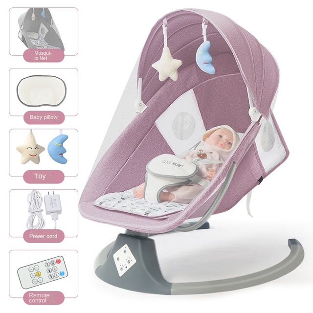 High quality luxury baby rocking chair new style smart bluetooth electric cradle bed with music intelligent swing newborn shaker