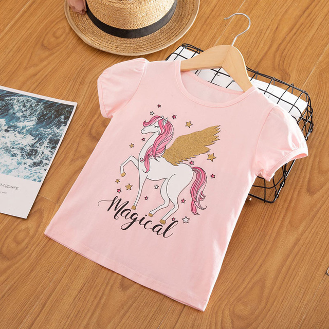 Kids Girl T-shirt Summer Baby Girls Cotton Tops Toddler T-shirt Children's Clothing Unicorn Clothes T-shirt Short Sleeve Clothes