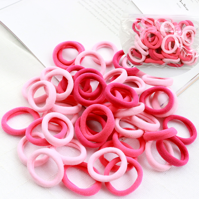 Girls 50pcs Colorful Nylon Small Elastic Hair Bands Hair Accessories Ponytail Holder Children Scrunchie Headband Kids Hair