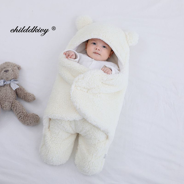 Soft Newborn Baby Wrap Blankets Baby Sleeping Bag Envelope for Newborns Sleeping Bag Cotton Thicken Cocoon for 0-9 Months Baby