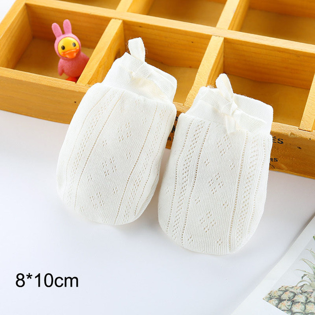 1 Pair Baby Protective Gloves Newborn Gloves Infant Supplies Cute Soft Adjustable Pure Color Breathable Cotton Gloves For Baby 0-24M