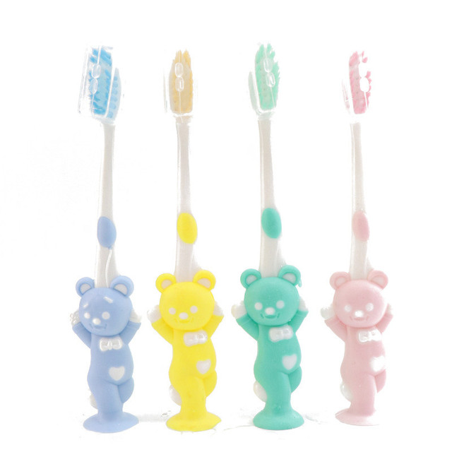 4psc/set Children's Toothbrush with Bamboo Charcoal Soft Hair Little Bear and Rabbit Cartoon Dental Care Manual Toothbrush