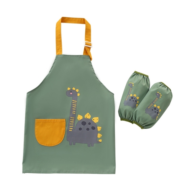 1 set 3-12 years baby girl boy waterproof adjustable painting apron with sleeves set baby kids toddler infant burp cloth