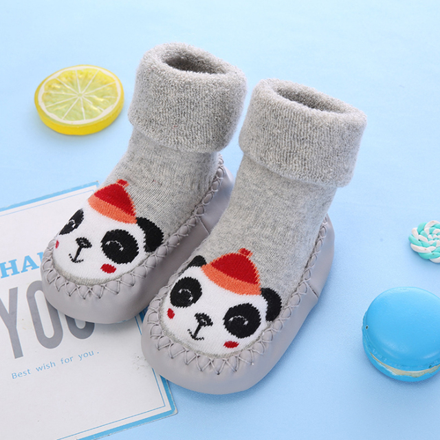 Baby Socks With Rubber Soles For Toddlers Kids Socks Toddler Boys Sock Warm Terry Shoes Thicken Slippers Infant Girl Winter