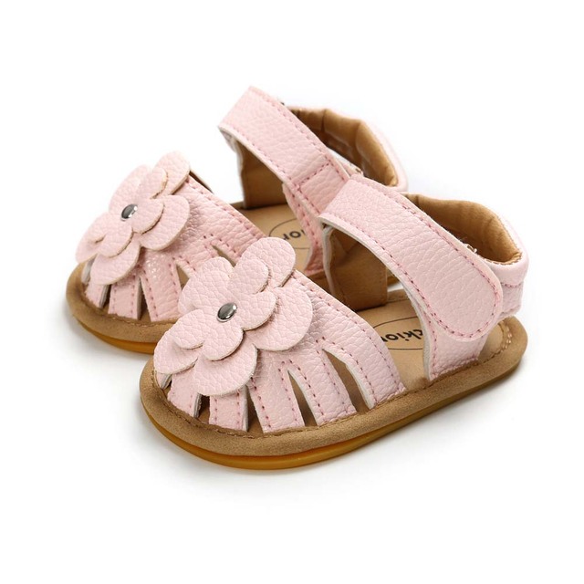 New Infant Baby Shoes Baby Boy Girl Shoes Toddler Flats Summer Sandals Flower Soft Rubber Sole Anti-slip Crib Shoes First Walker