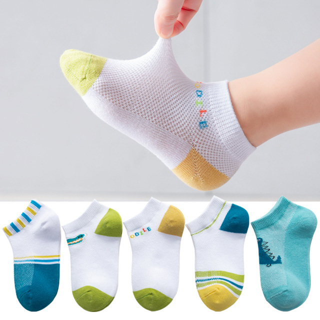 5 Pairs Girls Cotton Socks Summer Thin Mesh Breathable Cute Cartoon Children Socks Toddler Baby Girls Socks Pink 1-12 Years