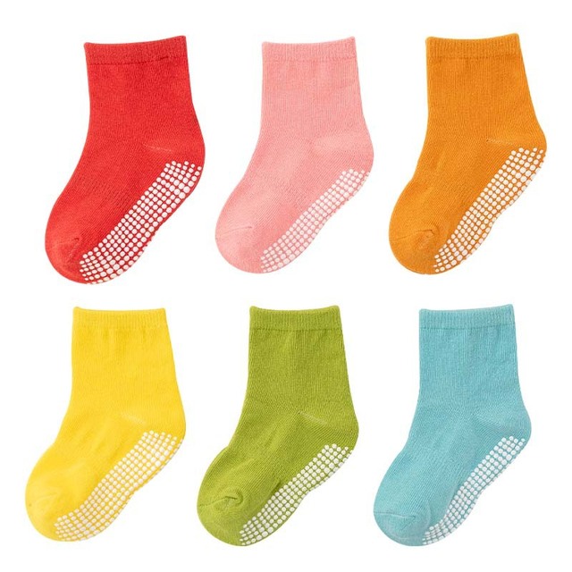 6 Pairs Set 0-7Years Cotton Boys Girls Infant Baby Kids Children Baby Non-slip Grips Socks Autumn Winter Spring Summer