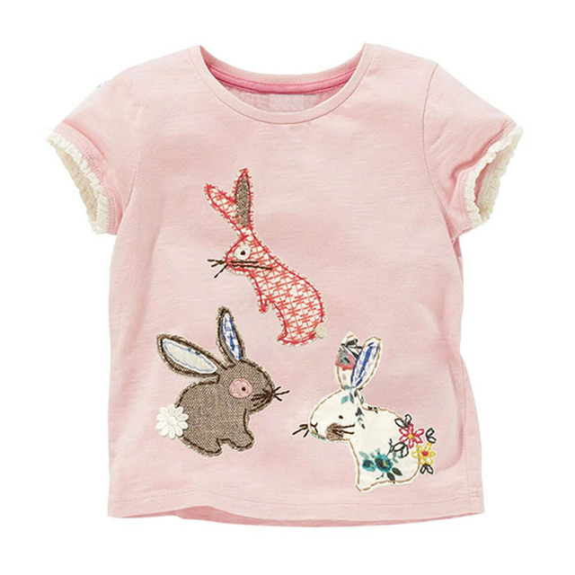 Little maven 2022 Pretty Baby Girls T-shirt Cotton Lovely Rabbit Tops Children Casual Clothes For Baby Toddler Kids